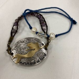 MERMAID nautical silver‎ and beaded bracelet 2 pack
